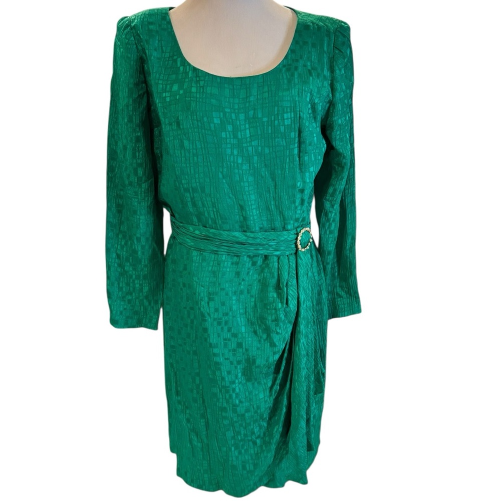 Rimini Vintage Elegant Elmerald Green Women's Silk Dress